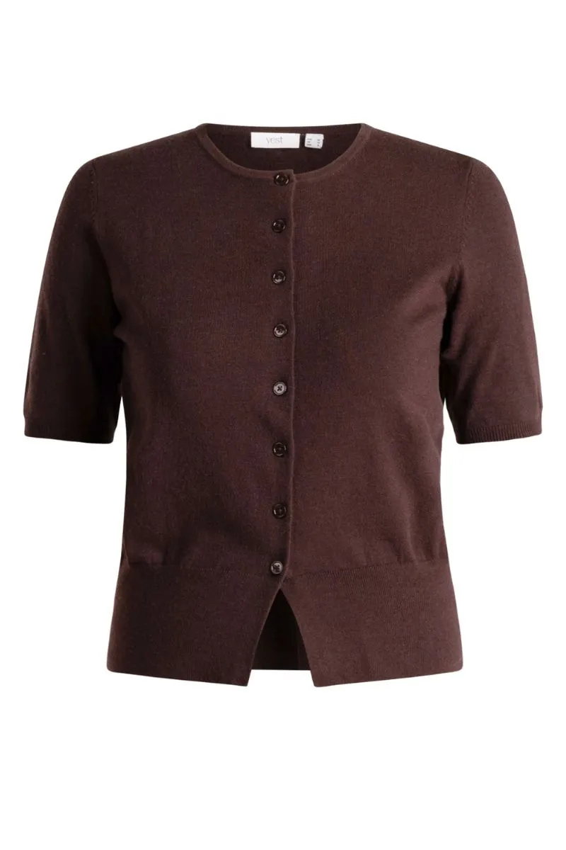 Yest Stanja Cardigan Dark Brown, donkerbruin cardigan